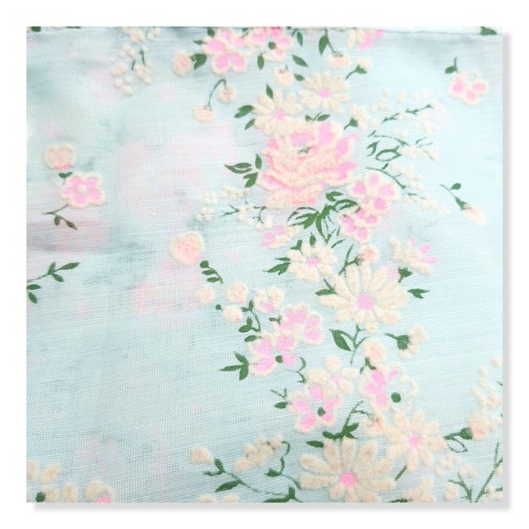 Vintage 50s Housewife Kitchen Apron Pastel Floral Flocked Dainty Retro MCM 60s - Picture 5 of 16